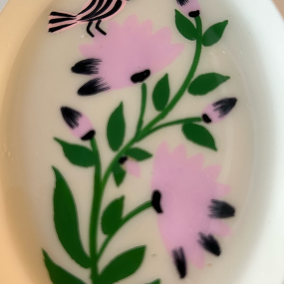 Anthropologie Floral Oval Metal Plate with Bird Design . Made in India - Picture 2 of 4